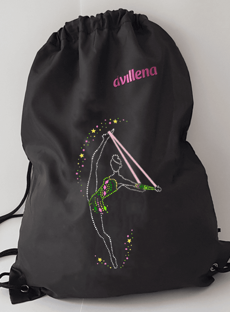 DVillena Sportbeutel Schwarz mit Print