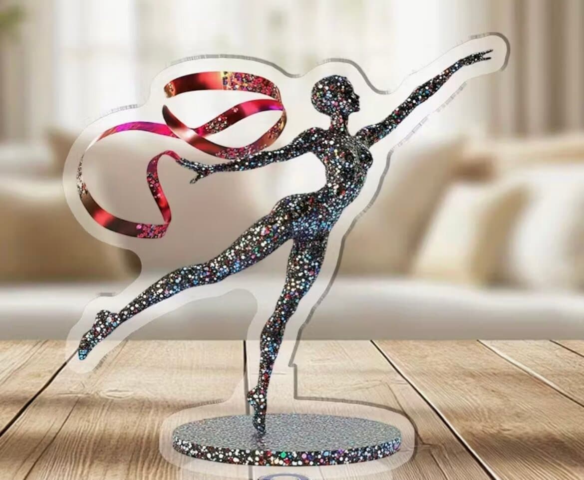 2D Gymnastin mit Band Ständer