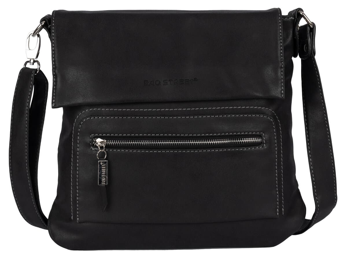 Bag Street Damentasche Umhängetasche Handtasche Schultertasche T0103 Schwarz