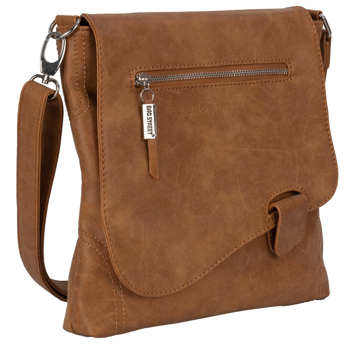 Bag Street Damentasche Umhängetasche Handtasche Schultertasche T0104 Cognac