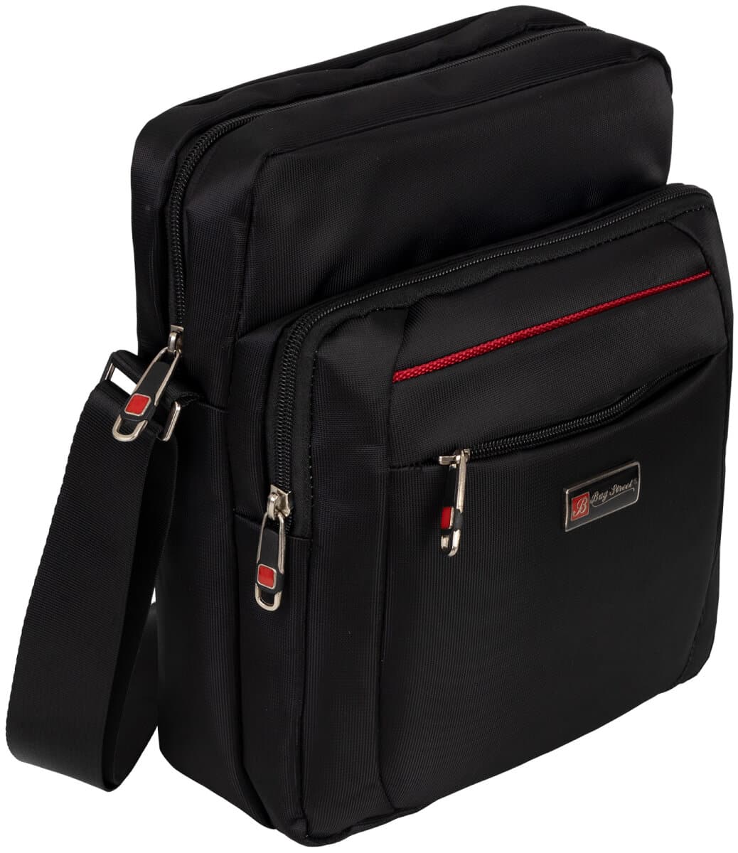 Bag Street Herrentasche Flugbegleiter Schultertasche Umhängetasche T0119 Schwarz