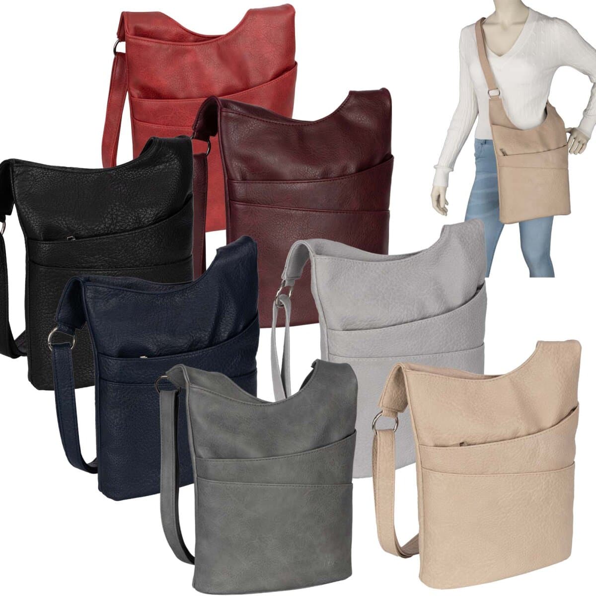 New Bags Damen Umhängetasche Beuteltasche Crossbag Hobo Handtasche NB-3095-1