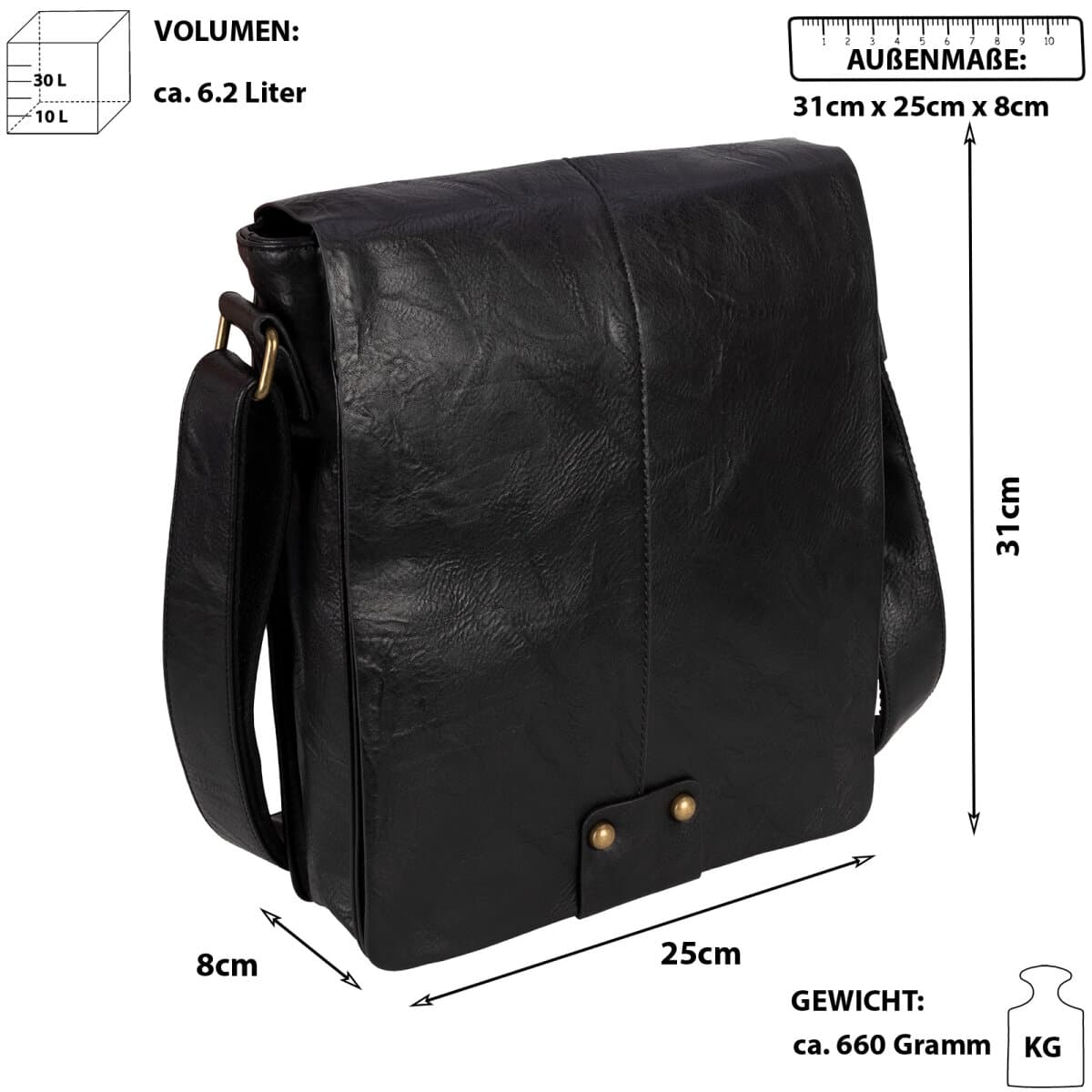 Umhängetasche Flugbegleiter Schultertasche Messenger Damen Herren Tasche Schwarz