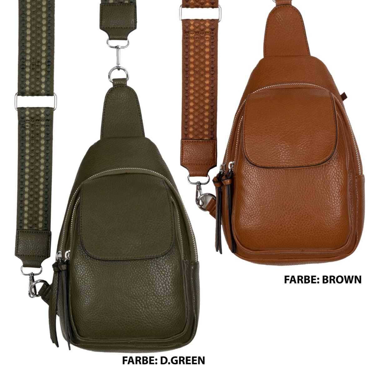 Brusttasche Umhängetasche Schultertasche Cross Body Bag Kunstleder Italy-Design