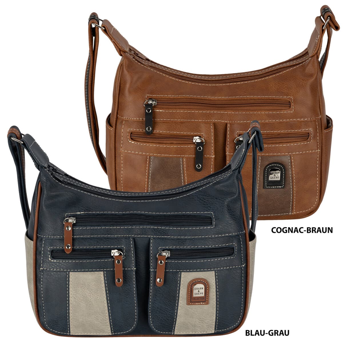 Damen Tasche Schultertasche Umhängetasche Crossover Bag Leder Optik Handtasche