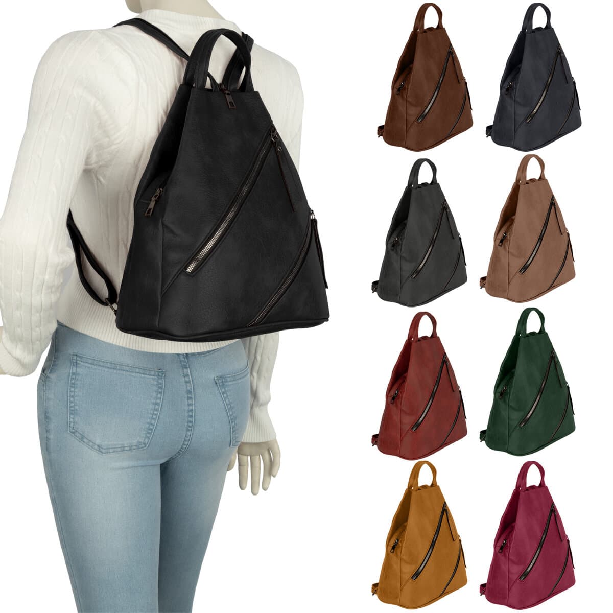 Damen Cityrucksack Damenrucksack Stadt Bodybag Rucksack Backpack Kunstleder