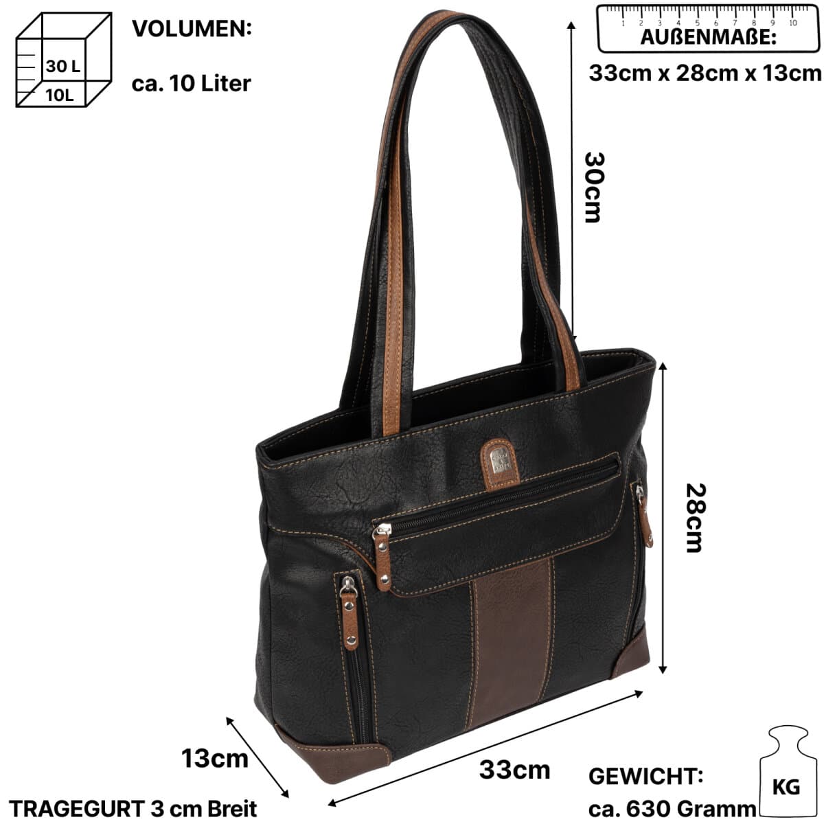 Damen Tasche Schultertasche Shopper Henkeltasche Handtasche Leder Optik