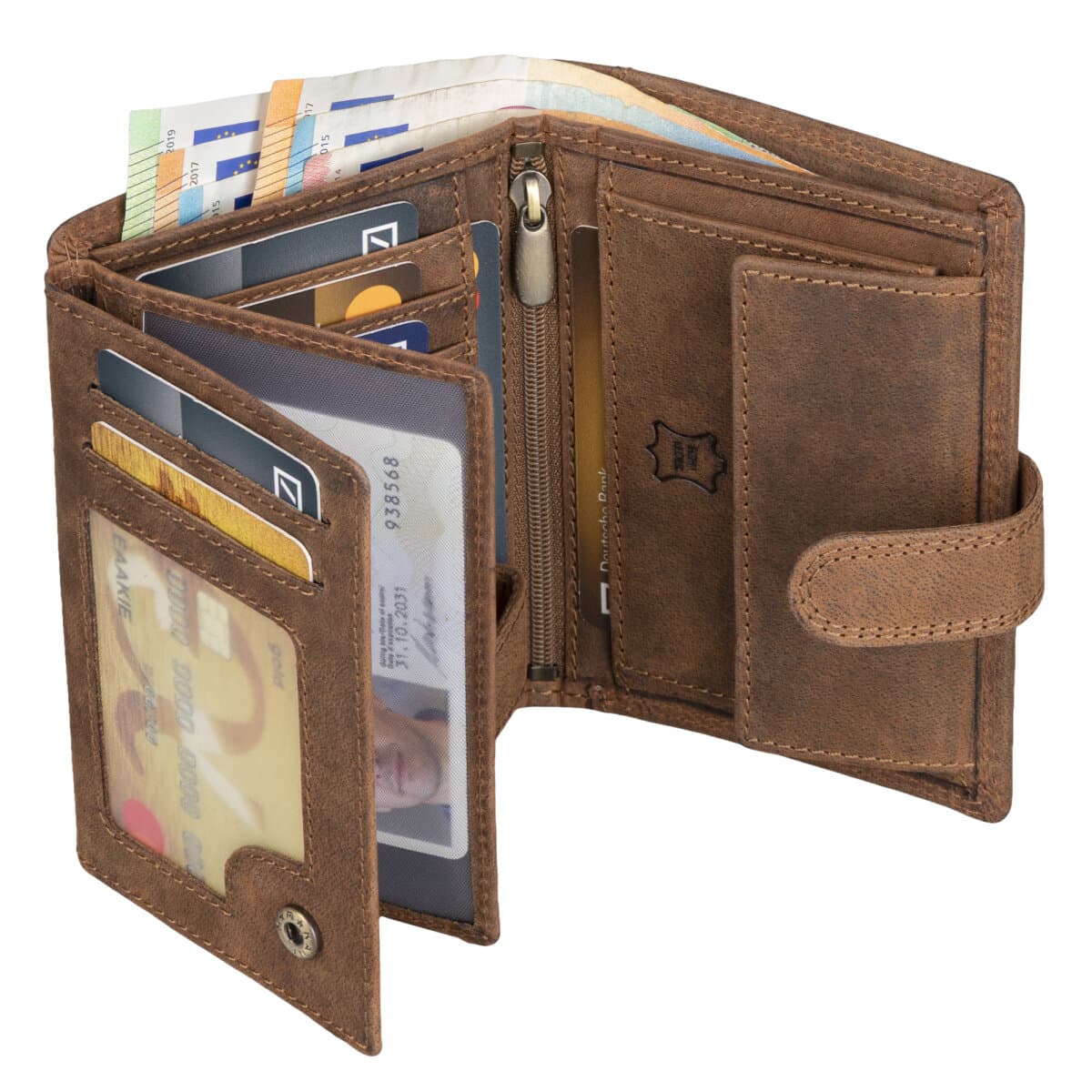 Leder Geldbörse Herren Portemonnaie RFID Hochformat Geldbeutel Echtleder Tan