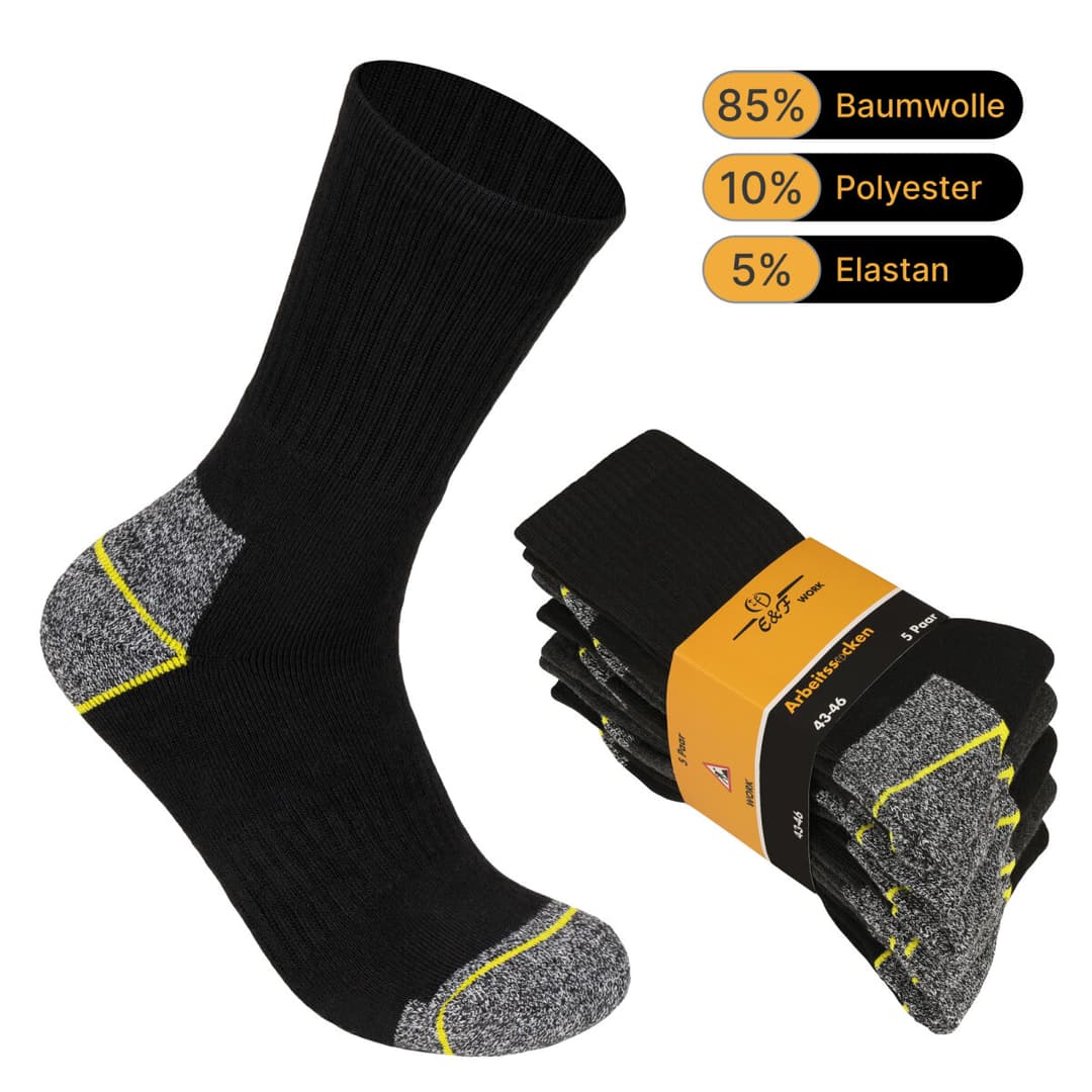 Herren Arbeitssocken 5/10/20 Paar – WORK Socken aus 85% Baumwolle, hoher Komfort, perfekte Passform, atmungsaktiv & strapazierfähig
