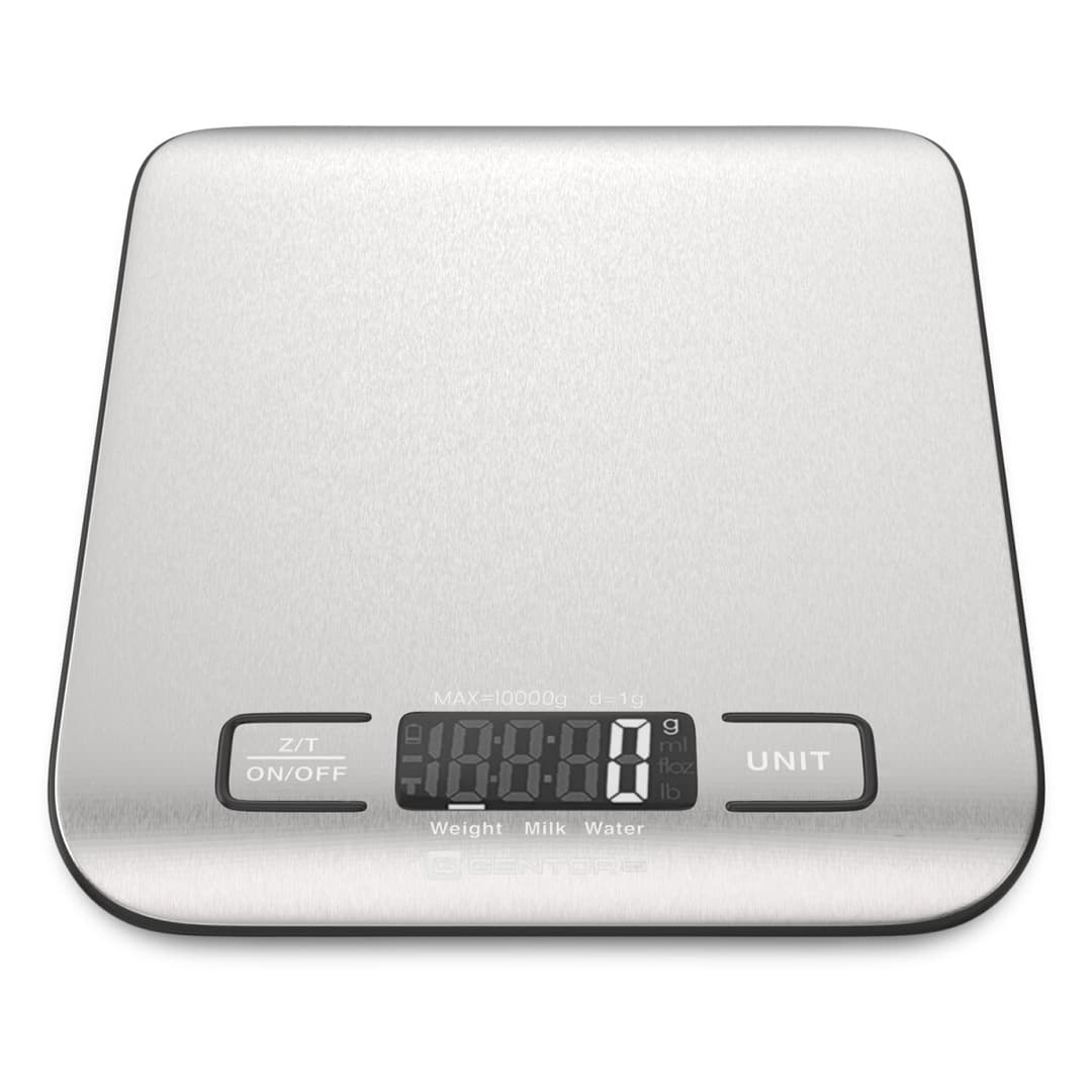 GENTOR Küchenwaage Digitalwaage 10kg - auf 1g Präzise Messung Stilvolle ultradünne Lebensmittelwaage als elektronische Kochwaage für Zuhause und Küche mit LCD-Display &Tara-Funktion