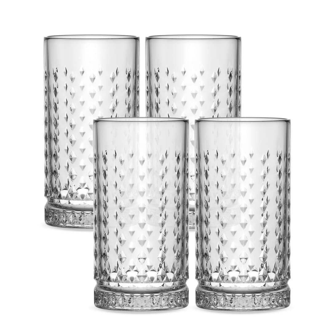 GENTOR 4er Set Longdrinkglas-Set Wasserglas Saftglas Kristallglas Trinkgläser Cocktail Glas