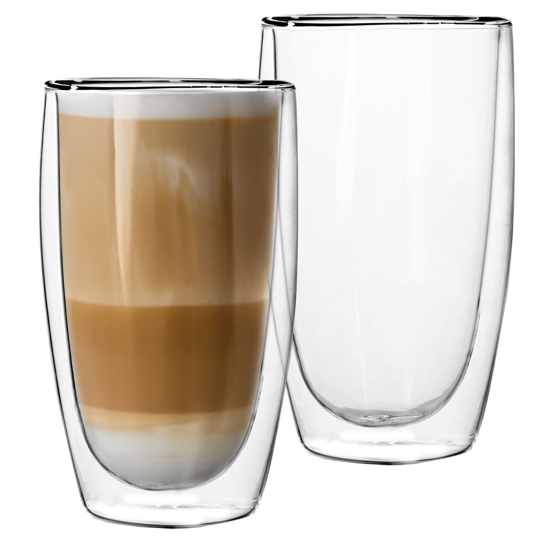 GENTOR Doppelwandige Gläser 2er Set 450ml - Perfekt für Latte Macchiato, Cappuccino, Espresso