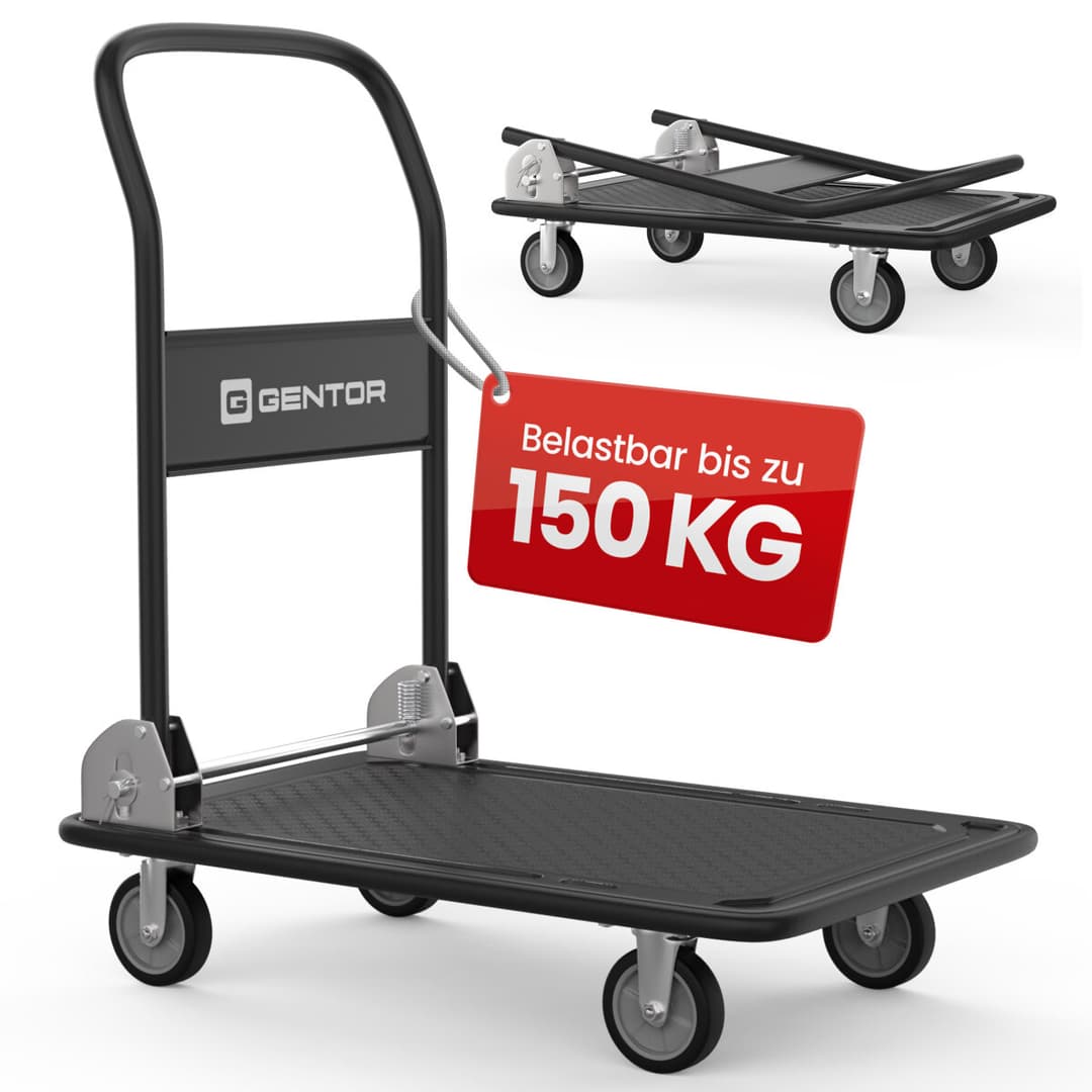 GENTOR Rollwagen & Transportwagen klappbar – Plattformwagen bis 150 kg mit 360° Rollen
