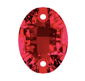 Oval Aufnähstein flach 2 Loch 16x11 mm Light Siam F (A08)