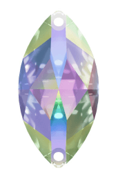 Navette Aufnähstein flach 2 Loch 12X6 mm Crystal AB