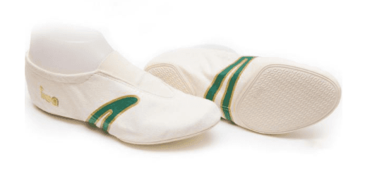 IWA Kunstturnschuh Mod. 405 creme mit grünen Streifen