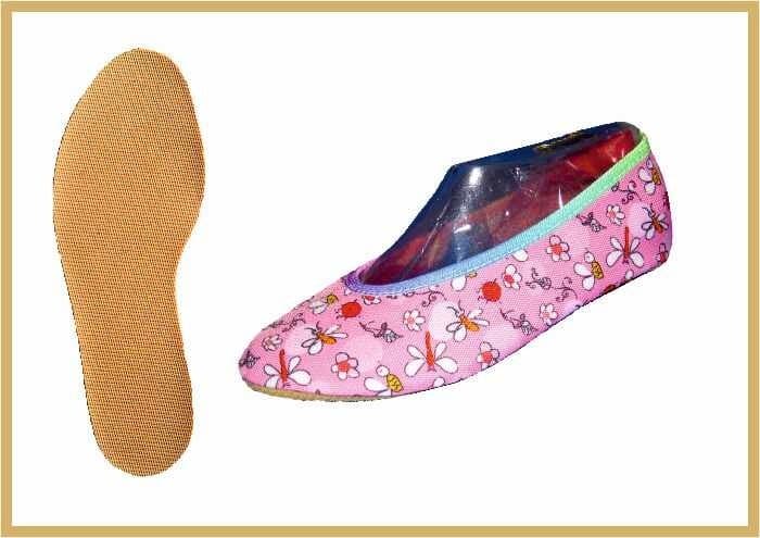 IWA Kidschuh Baumwolle Mod. 137 rose Biene Gummisohle