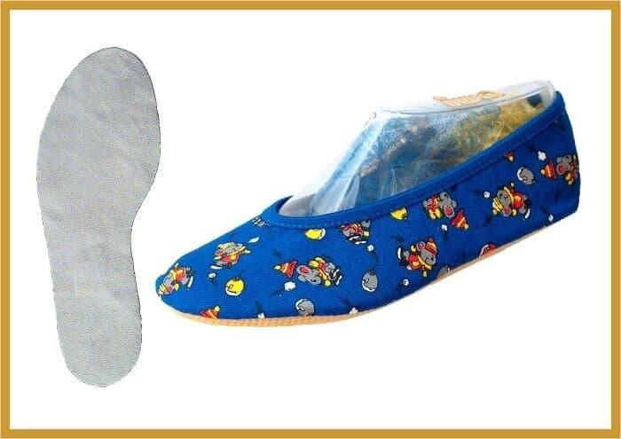 IWA Kidschuh Baumwolle Mod. 43 blau Mäuschen Chromledersohle