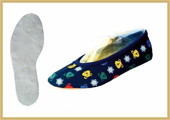 IWA Kidschuh Baumwolle Mod. 32 dunkelblau Teddy Chromledersohle