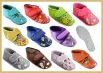 IWA Krabbelschuhe farbig mit Klettverschluss Mod. 85 Tiere Ledersohle