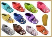 IWA Krabbelschuhe farbig mit Klettverschluss Mod. 285 Tiere Gummisohle