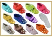IWA Krabbelschuhe farbig mit Klettverschluss Mod. 83 Punkte Ledersohle