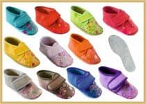 IWA Krabbelschuhe farbig mit Klettverschluss Mod. 84 Herz Ledersohle