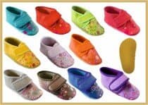 IWA Krabbelschuhe farbig mit Klettverschluss Mod. 284 Herz Gummisohle
