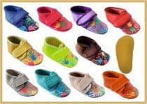 IWA Krabbelschuhe farbig mit Klettverschluss Mod. 292 Hände Gummisohle
