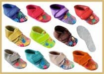 IWA Krabbelschuhe farbig mit Klettverschluss Mod. 92 Hände Ledersohle