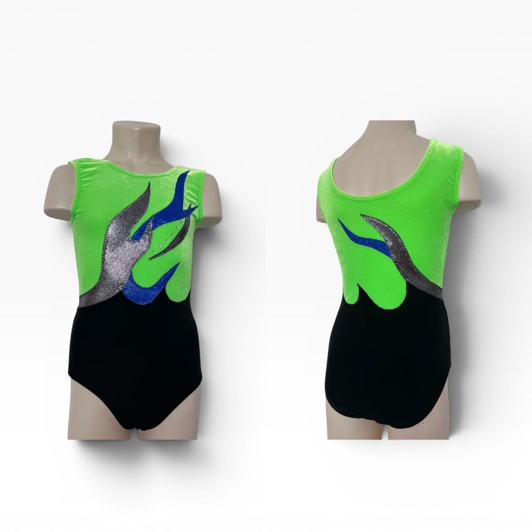 LEVMAR Turnanzug SAMT Schwarz-Lime-Blau