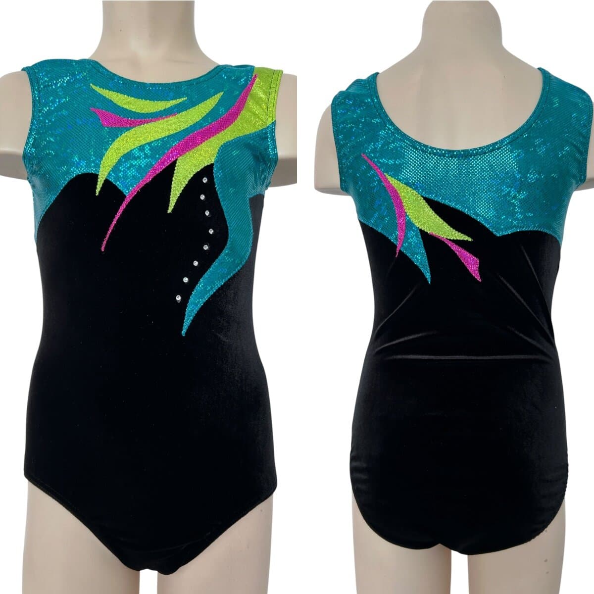 LEVMAR Turnanzug SAMT Schwarz-Emerald-Pink-Lime
